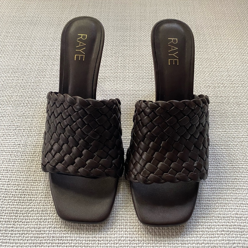 RAYE Medusa Heel Size 10 Brown Woven Leather